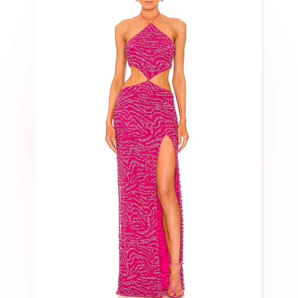 NWT Retrofete Hendrix Dress in Fuchsia Rose Tiger Stripe size S